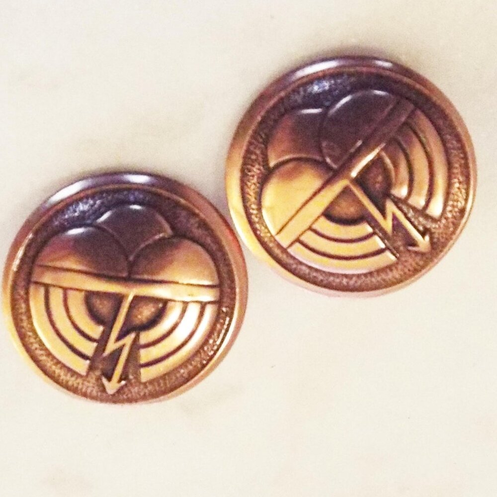 NATIVE AMERICAN SYMBOLIC CLOUDS RAINBOW AND LIGHTNING STRIKE COPPER EARRINGS A